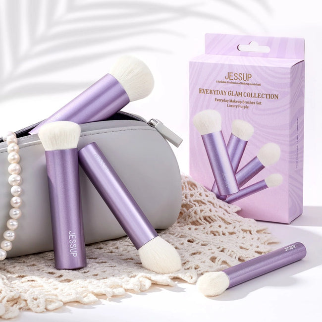 JESSUP Luxury Purple Kabuki Face Brush zestaw pędzli do makijażu T517 4szt.