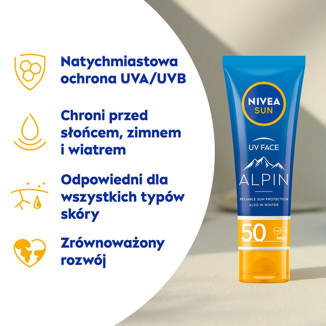 Nivea Sun Alpin krem do twarzy z wysoką ochroną SPF50 50ml