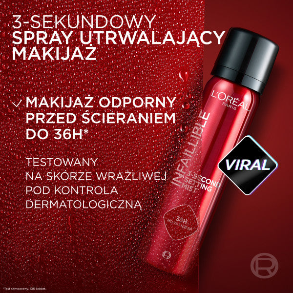 L'Oreal Paris Infaillible 3-Second Setting Mist 3-sekundowy spray utrwalający makijaż 75ml