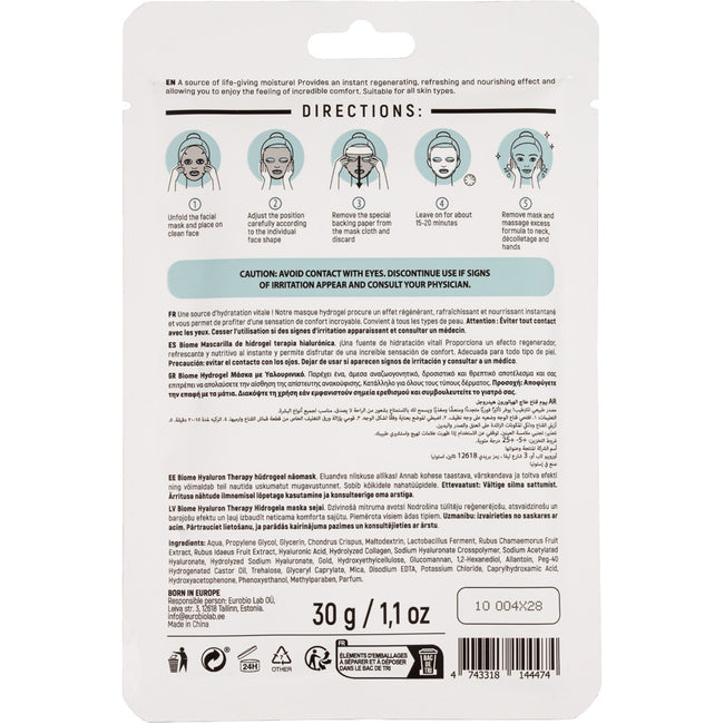 Natura Siberica Lab Biome Hyaluron Therapy hydrożelowa maska regenerująco-nawilżająca 30g