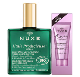 Nuxe Huile Prodigieuse Neroli suchy olejek regenerujący 100ml + Hair Prodigieux szampon wygładzający 30ml