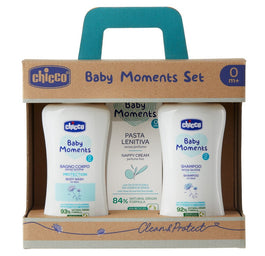 Chicco Baby Moments zestaw płyn do kąpieli 200ml + szampon 200ml + krem na odparzenia 100ml