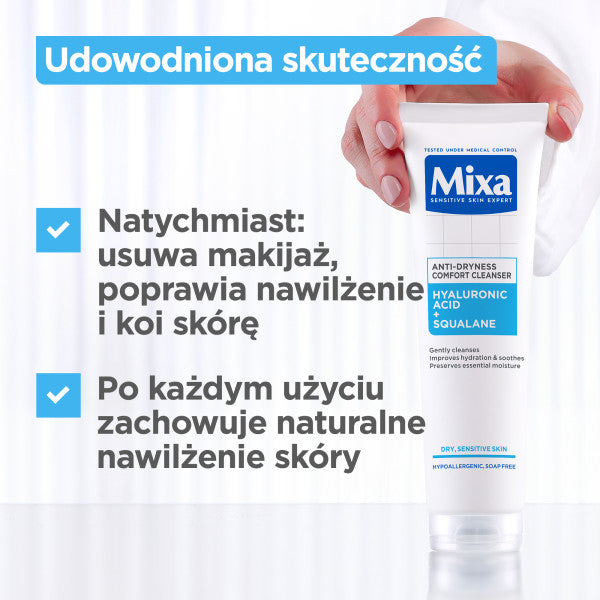 MIXA Comfort Cleanser żel do mycia twarzy przeciw przesuszeniom Kwas hialuronowy + Skwalan 150ml