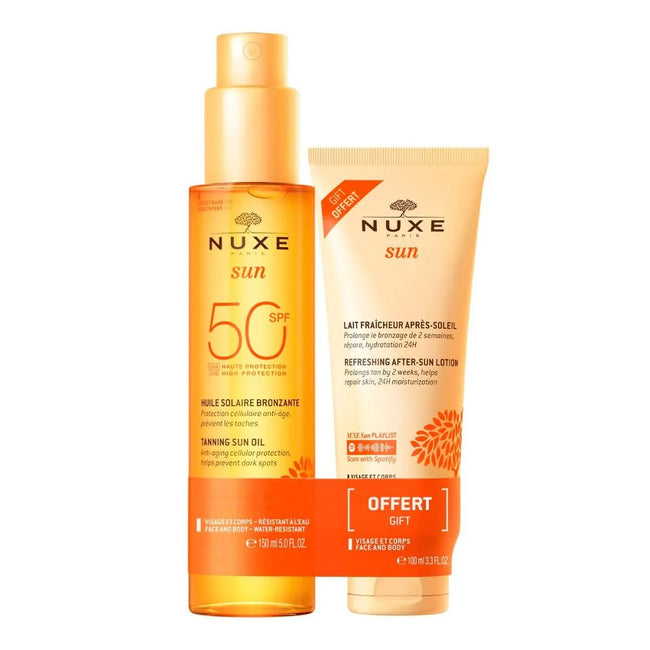 Nuxe Sun zestaw olejek do opalania SPF50 150ml + balsam po opalaniu 100ml