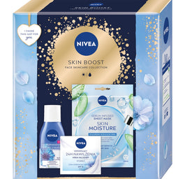 Nivea Skin Boost zestaw odświeżający krem na dzień 50ml + dwufazowy płyn do demakijażu oczu 125ml + nawilżająca maska w płachcie 1szt