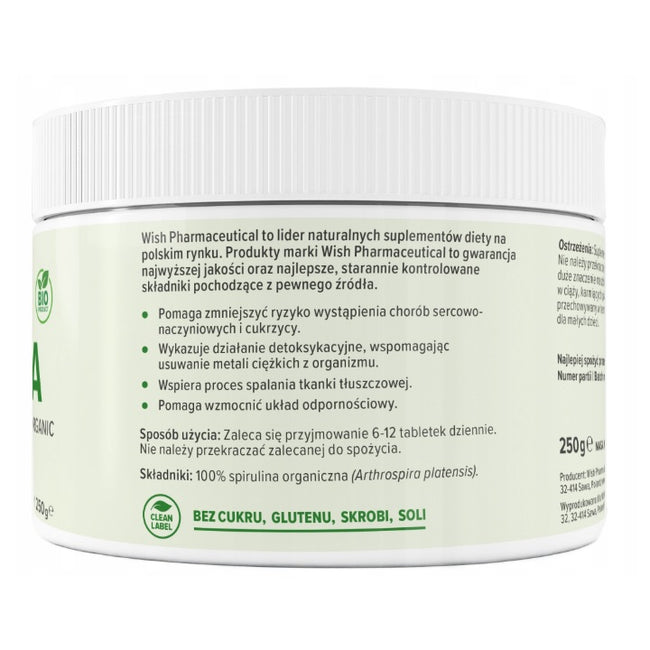 WISH Pharmaceutical Spirulina 250mg suplement diety 1000 tabletek
