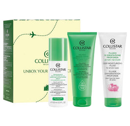 Collistar Unbox Your Confidence zestaw dezodorant w sprayu 100ml + fluid głęboko nawilżający 100ml + kremowy żel pod prysznic 100ml
