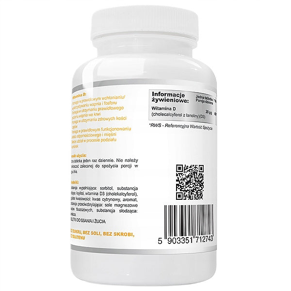 WISH Pharmaceutical Witamina D3 800IU 20µg Junior suplement diety 120 tabletek do ssania