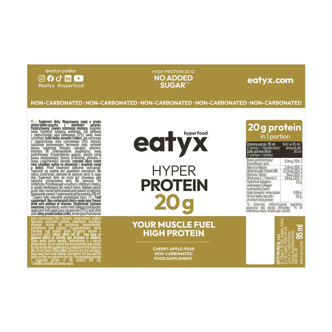 eatyx Hyper Protein Booster szot proteinowy suplement diety Wiśnia Jabłko Gruszka 30x95ml