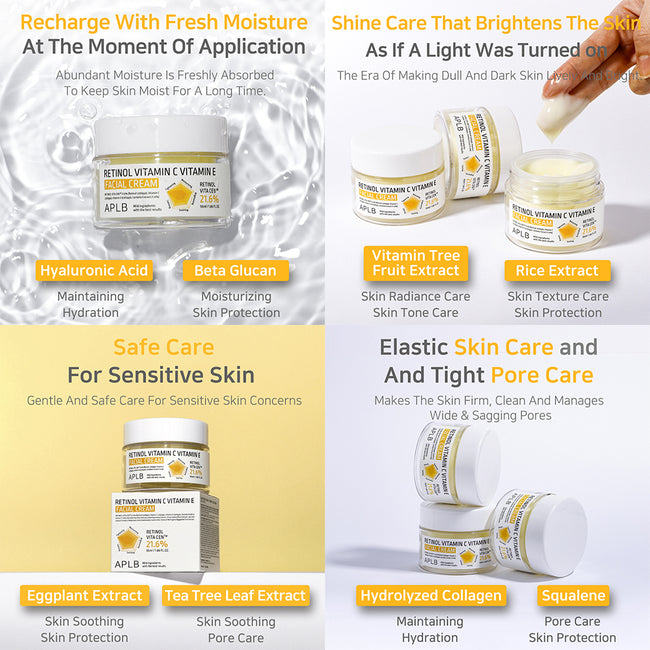 APLB Retinol Vitamin C Vitamin E Facial Cream rozświetlający krem do twarzy 55ml