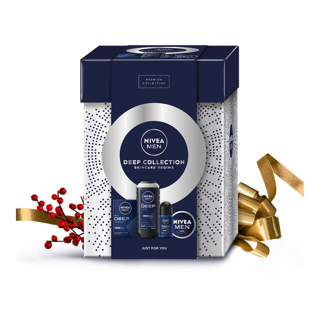 Nivea Men Deep Collection zestaw żel pod prysznic 3w1 250ml + antybakteryjna woda po goleniu 100ml + antyperspirant w kulce 50ml + uniwersalny krem 75ml