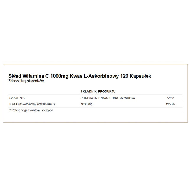 AltoPharma Witamina C Kwas L-Askorbinowy 1000 mg suplement diety 120 kapsułek