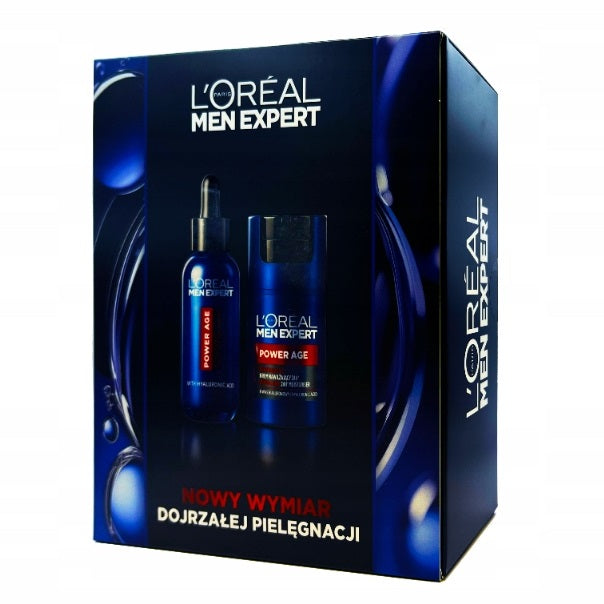 L'Oreal Paris Men Expert Power Age zestaw rewitalizujący krem nawilżający 50ml + serum z kwasem hialuronowym 30ml
