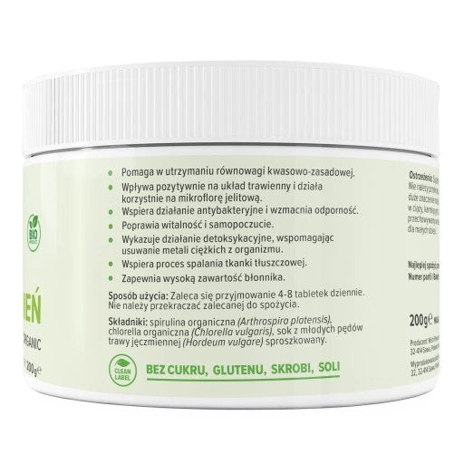 WISH Pharmaceutical Spirulina Chlorella Młody Jęczmień suplement diety 500 tabletek