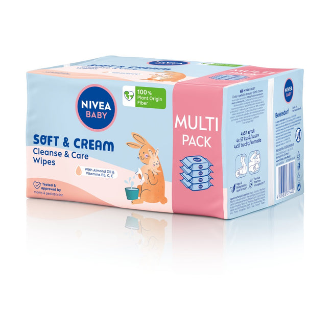 Nivea Baby Soft & Cream chusteczki biodegradowalne 4x57szt