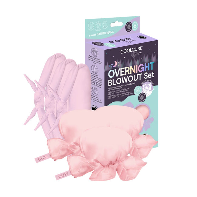 Glov CoolCurl Overnight Blowout wałki do kręcenia włosów na zimno 3szt + Mini satynowe czepki 3szt Pink