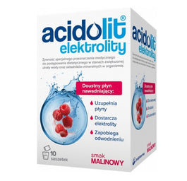 Acidolit Elektrolity preparat nawadniający o smaku malinowym 10 saszetek