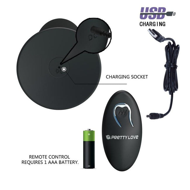 PRETTY LOVE Remote Control Vibrating Plug wibrujący korek analny z przyssawką i pilotem Black