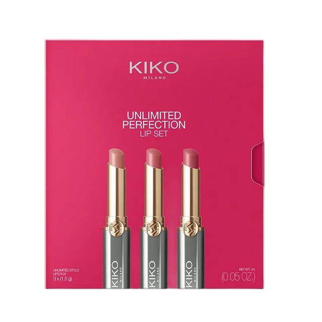 KIKO Milano Unlimited Perfection Lip Set zestaw kremowych pomadek o dużej trwałości 01 Nude Aura 3x1.5g