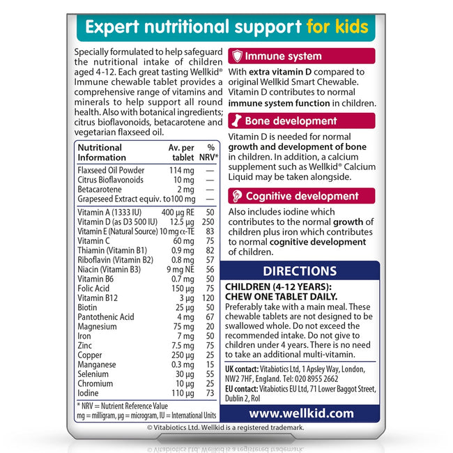 Vitabiotics Wellkid Immune suplement diety dla dzieci 30 tabletek do żucia