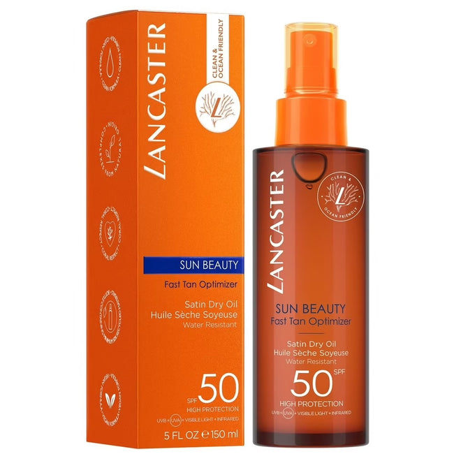 Lancaster Sun Beauty Fast Tan Optimizer Satin Dry Oil SPF50 suchy olejek przyspieszający opalanie 150ml