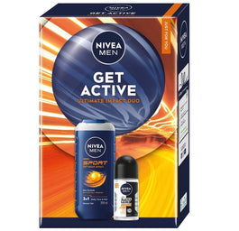 Nivea Men Get Active zestaw żel pod prysznic 3w1 250ml + antyperspirant roll-on 50ml