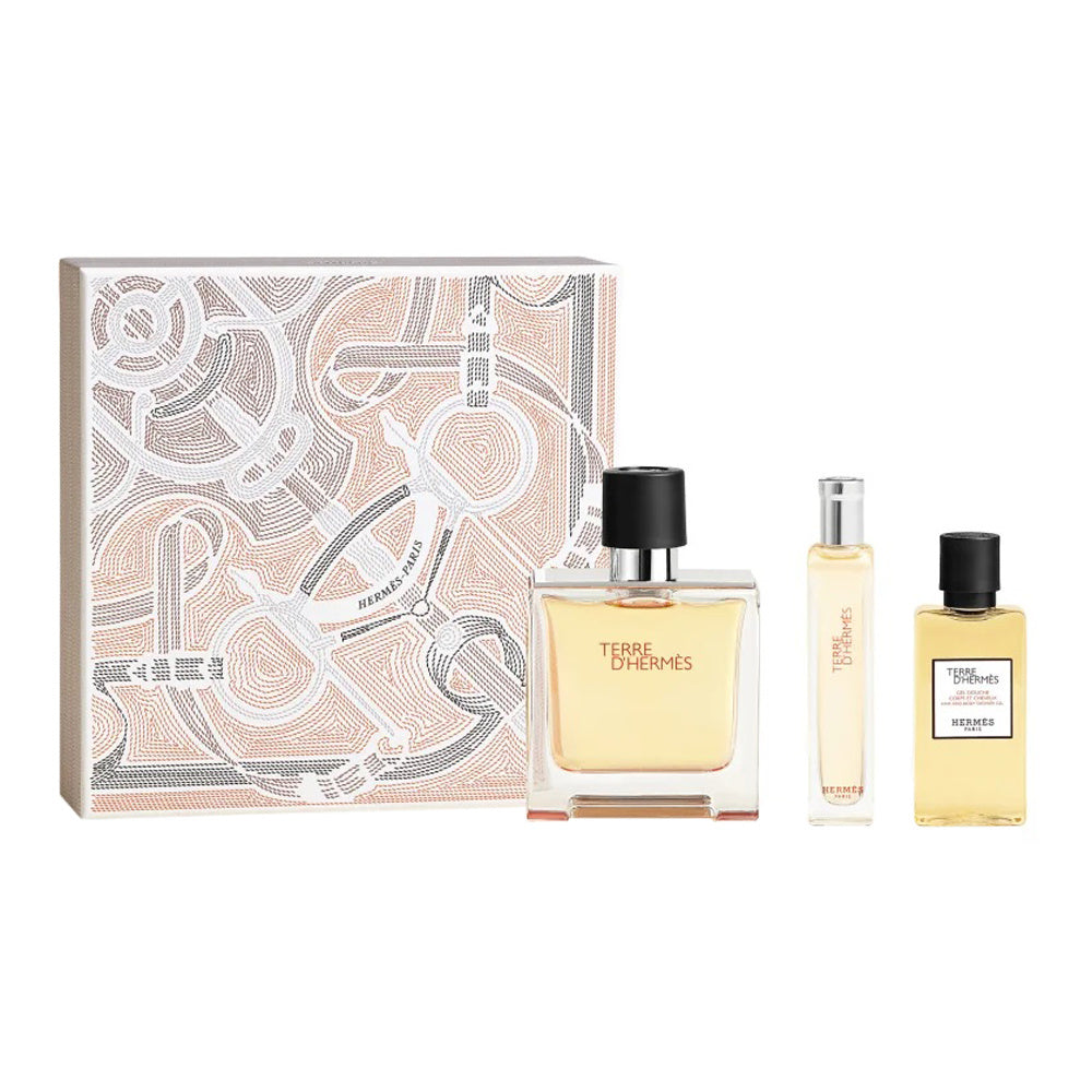 hermes terre d'hermes ekstrakt perfum 75 ml   zestaw 