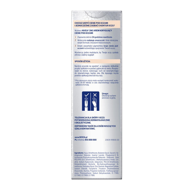 Nivea Hyaluron Cellular Filler 3In1 Eye Care Concealer krem korygujący cienie pod oczami