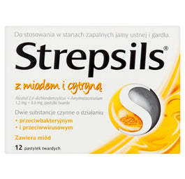 Strepsils Pastylki do ssania z miodem i cytryną 12szt.