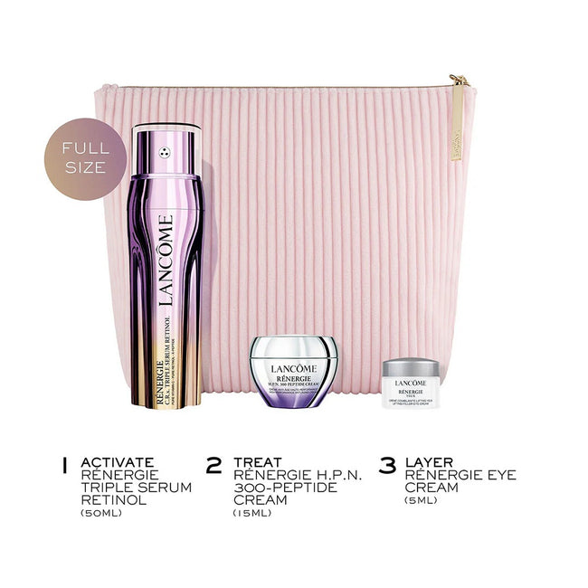 Lancome Renergie zestaw przeciwstarzeniowe serum z retinolem 50ml + krem przeciwzmarszczkowy 15ml + krem pod oczy 5ml + kosmetyczka