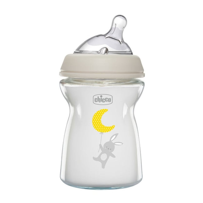 Chicco NaturalFeeling butelka szklana ze smoczkiem silikonowym przepływ wolny 0m+ 250ml