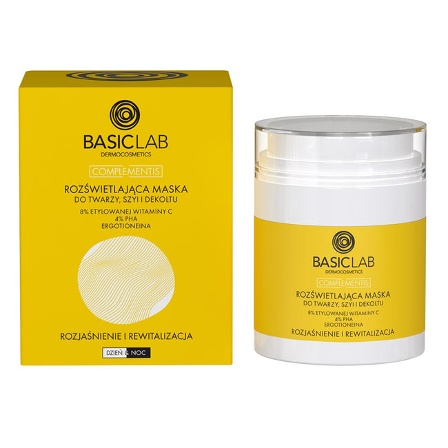 BasicLab Complementis rozświetlająca maska do twarzy szyi i dekoltu Rozjaśnienie i Rewitalizacja 50ml