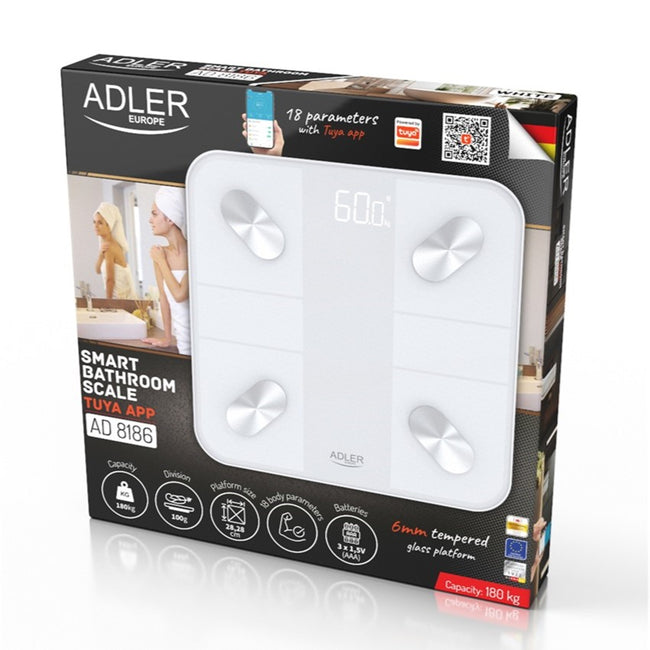 Adler Smart waga łazienkowa analityczna AD 8186 Biała