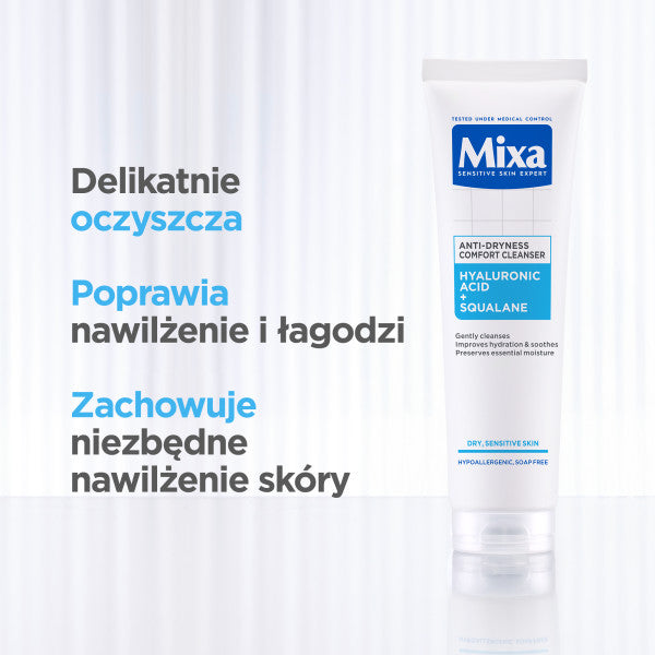 MIXA Comfort Cleanser żel do mycia twarzy przeciw przesuszeniom Kwas hialuronowy + Skwalan 150ml