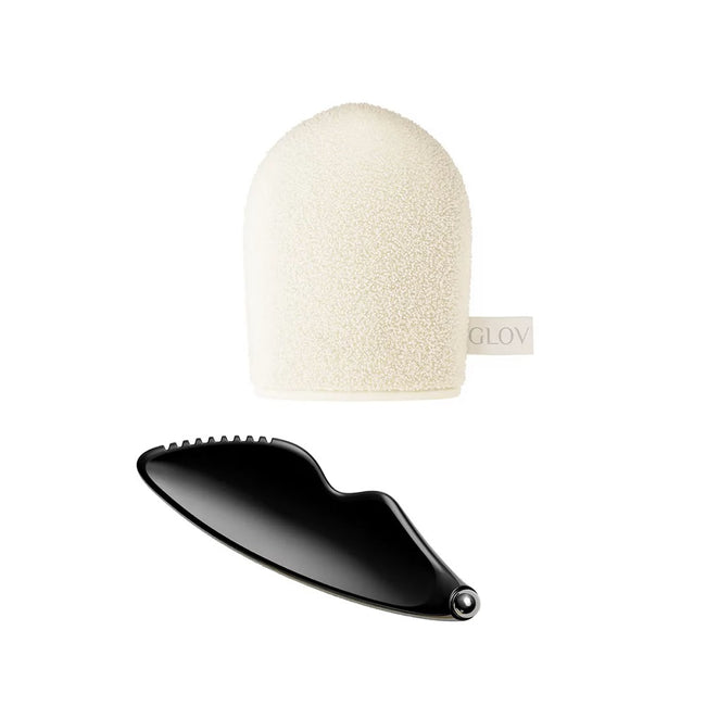 Glov Face Architecture zestaw nowoczesny masażer Gua Sha + rękawiczka do demakijażu i oczyszczania