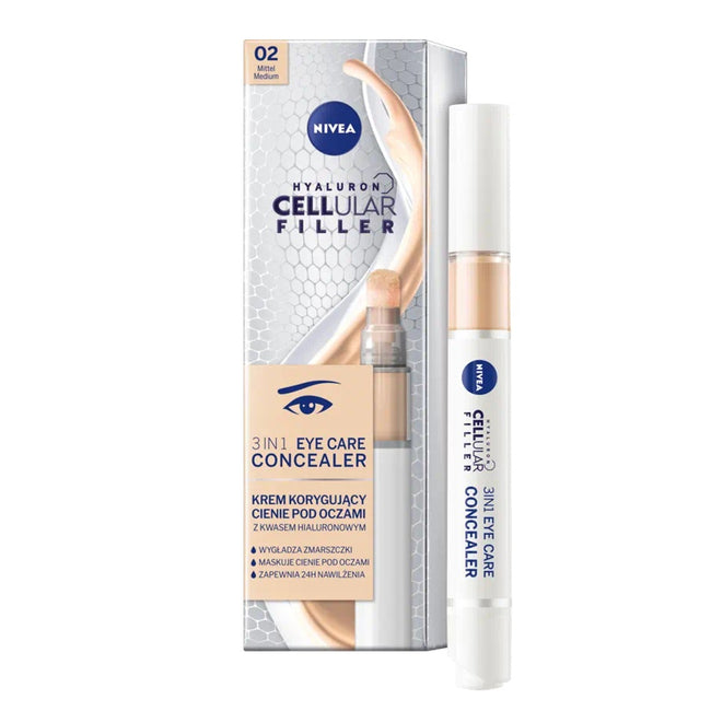 Nivea Hyaluron Cellular Filler 3In1 Eye Care Concealer krem korygujący cienie pod oczami