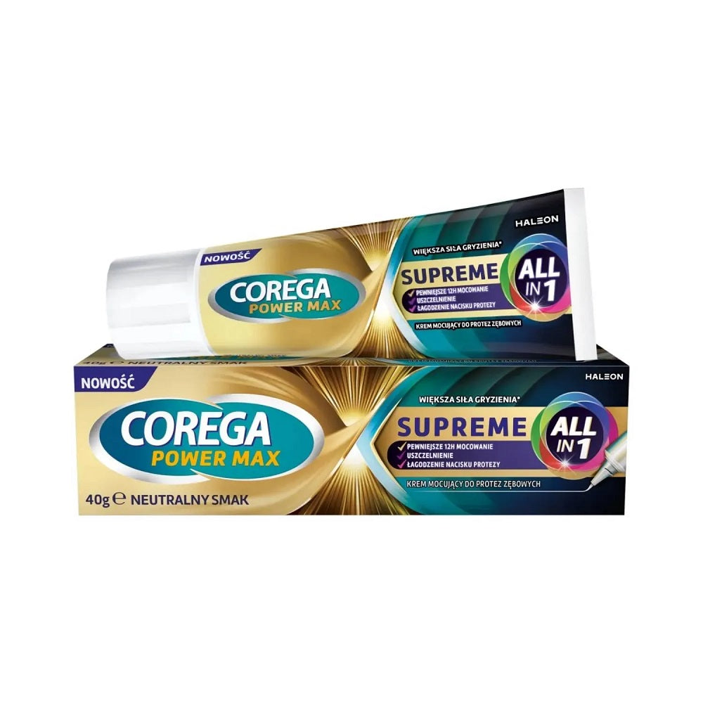 Corega All In One Corega Power Max Supreme All-in-1 krem mocujący do protez zębowych 40g ...