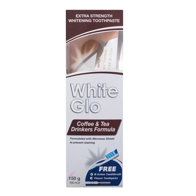White Glo Coffee & Tea Drinkers Formula wybielająca pasta do zębów dla osób regularnie pijących kawę i herbatę 100ml + szczoteczka