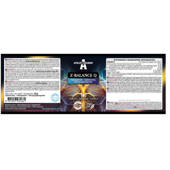 Apollo's Hegemony Z-Balance Q suplement diety 180 kapsułek