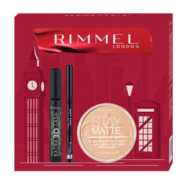 Rimmel Zestaw wydłużający tusz do rzęs 8ml + matujący puder do twarzy 14g + kredka do oczu 1.2g