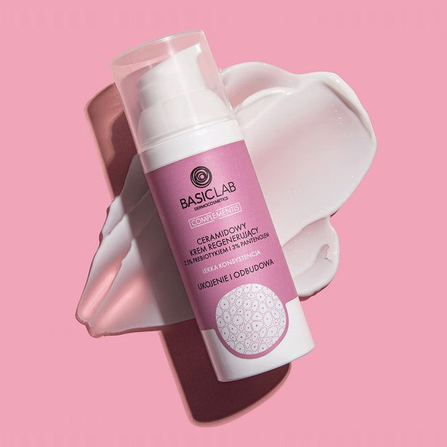 BasicLab Complementis ceramidowy krem regenerujący o lekkiej konsystencji z 5% prebiotykiem i 3% pantenolem Ukojenie i Odbudowa 50ml