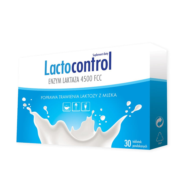 Lactocontrol Enzym Laktaza 4500 FCC suplement diety 30 tabletek powlekanych