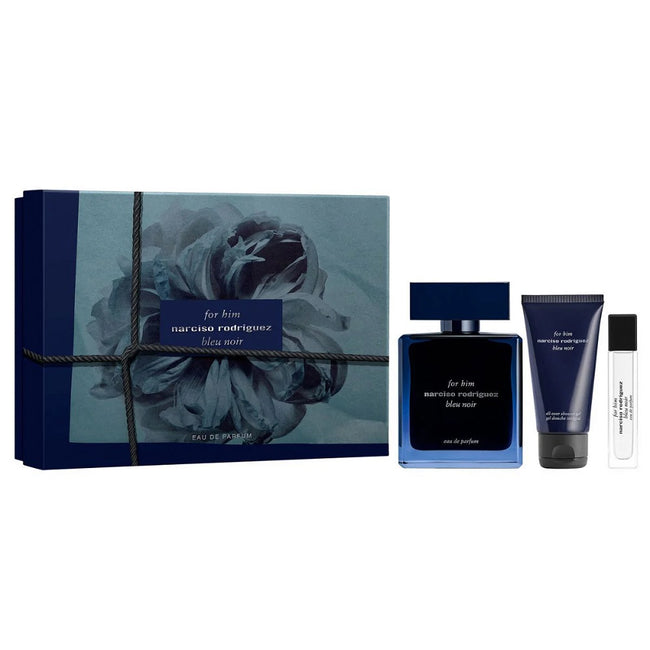 Narciso Rodriguez For Him Bleu Noir zestaw woda perfumowana spray 100ml + żel pod prysznic 50ml + woda perfumowana spray 10ml