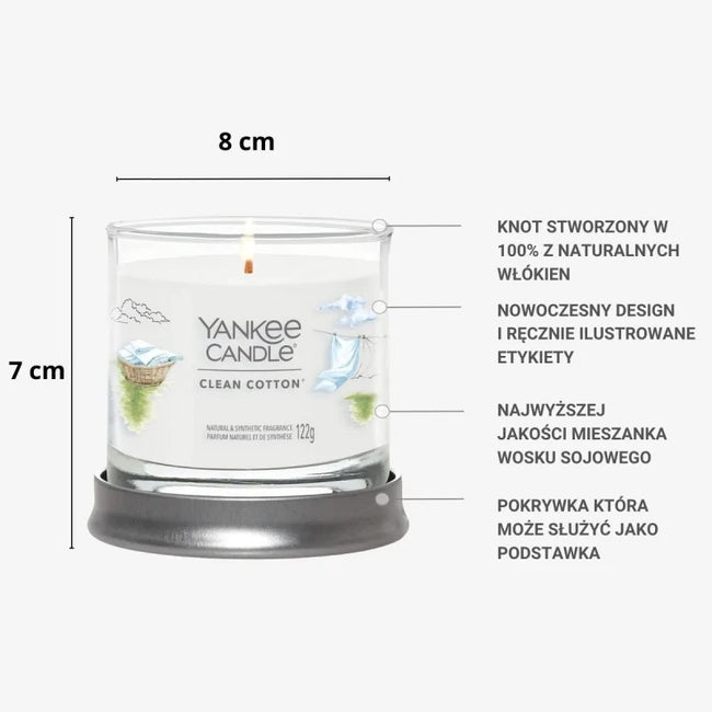 Yankee Candle Mała świeca zapachowa Clean Cotton 122g