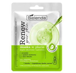 Bielenda Renew Your Skin odżywcza maska w płacie z ceramidami i śluzem ślimaka