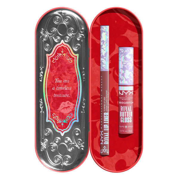 NYX Professional MakeUp Bridgerton Royal Treasures 2-Piece Lip Kit zestaw błyszczyk i konturówka 2szt.