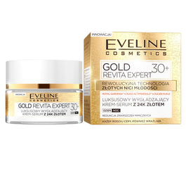 Eveline Cosmetics Gold Revita Expert luksusowy wygładzający krem-serum z 24k złotem 30+ 50ml