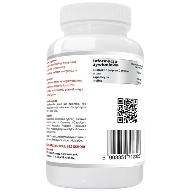 WISH Pharmaceutical Kapsaicyna Forte Extract 10mg + Prebiotyk suplement diety 120 kapsułek