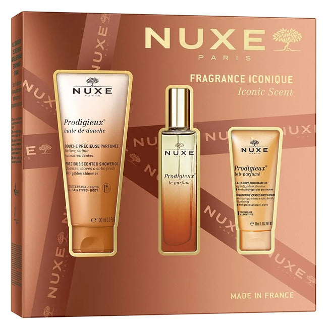 Nuxe Iconic Scent zestaw perfumy 30ml + olejek pod prysznic 100ml + perfumowane mleczko do ciała 30ml