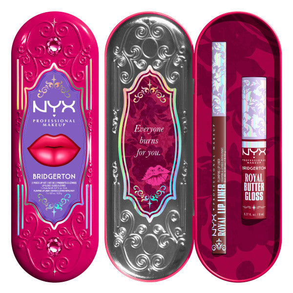 NYX Professional MakeUp Bridgerton Royal Treasures 2-Piece Lip Kit zestaw błyszczyk i konturówka 2szt.